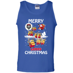New Mexico Lobos Ugly Christmas Sweaters Minions Santa Claus Merry Christmas Tank Top - The White Eagles