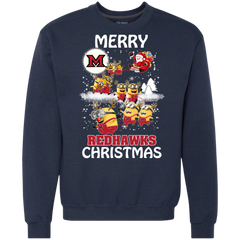 Miami Redhawks Ugly Christmas Sweaters Minions Santa Claus Merry Christmas Sweatshirt - The White Eagles