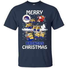 Boise State Broncos T Shirts Minions Santa Claus Merry Christmas Cotton T-Shirt - The White Eagles