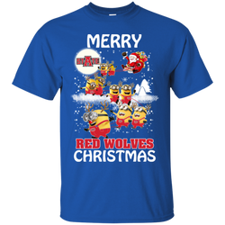 Arkansas State Red Wolves T Shirts Minions Santa Claus Merry Christmas Cotton T-Shirt - The White Eagles