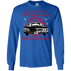 Deck The Halls With Salt And Iron Impala Lalalalalalala Supernatural Ugly Christmas Sweater LS Cotton T-Shirt - The White Eagles
