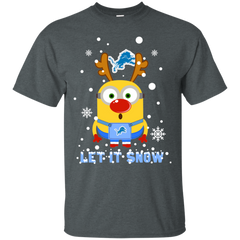 Minion Detroit Lions Ugly Christmas Sweaters Let It Snow Cotton T-Shirt - The White Eagles