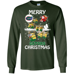 Florida Gators Ugly Christmas Sweaters Minions Santa Claus Merry Christmas LS Cotton T-Shirt - The White Eagles