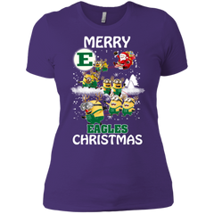 Eastern Michigan Eagles Ugly Christmas Sweaters Minions Santa Claus Merry Christmas Ladies' Shirt - The White Eagles