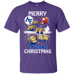 Air Force Falcons Ugly Christmas Sweaters Minions Santa Claus Merry Christmas Hoodies Sweatshirts Cotton T-Shirt - The White Eagles