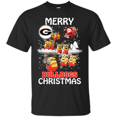 Georgia Bulldogs Ugly Christmas Sweaters Minions Santa Claus Merry Christmas Cotton T-Shirt - The White Eagles