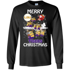 Lsu Tigers Ugly Christmas Sweaters Minions Santa Claus Merry Christmas LS Cotton T-Shirt - The White Eagles