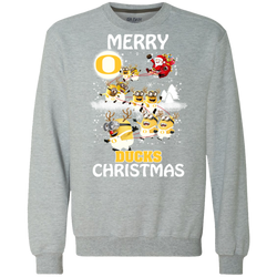Oregon Ducks Ugly Christmas Sweaters Minions Santa Claus Merry Christmas Sweatshirt - The White Eagles