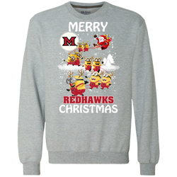 Miami Redhawks Ugly Christmas Sweaters Minions Santa Claus Merry Christmas Sweatshirt - The White Eagles