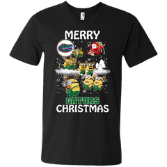 Florida Gators Ugly Christmas Sweaters Minions Santa Claus Merry Christmas Men's V-Neck T-Shirt - The White Eagles