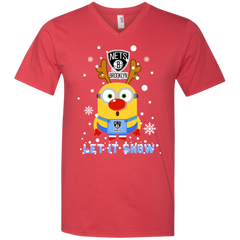 Minion Brooklyn Nets Ugly Christmas Sweaters Let It Snow Men's V-Neck T-Shirt - The White Eagles