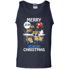 Georgia Southern Eagles Ugly Christmas Sweaters Minions Santa Claus Merry Christmas Tank Top - The White Eagles
