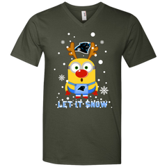 Minion Carolina Panthers Ugly Christmas Sweaters Let It Snow Men's V-Neck T-Shirt - The White Eagles