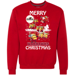 Louisiana Monroe Warhalks Ugly Christmas Sweaters Minions Santa Claus Sweatshirt - The White Eagles
