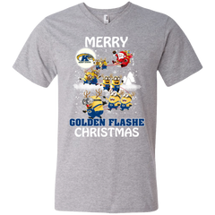 Kent State Golden Flashes Ugly Christmas Sweaters Minions Santa Claus Merry Christmas Men's V-Neck T-Shirt - The White Eagles