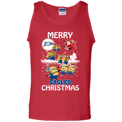 Georgia Southern Eagles Ugly Christmas Sweaters Minions Santa Claus Merry Christmas Tank Top - The White Eagles