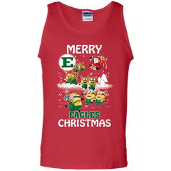 Eastern Michigan Eagles Ugly Christmas Sweaters Minions Santa Claus Merry Christmas Tank Top - The White Eagles