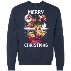 Utah Utes Ugly Christmas Sweaters Minions Santa Claus Merry Christmas Sweatshirt - The White Eagles
