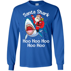 Santa Shark Hoo Hoo Hoo Hoo Hoo Christmas Ugly Christmas Sweater LS Cotton T-Shirt - The White Eagles