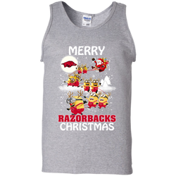 Arkansas Razorback Ugly Christmas Sweaters Minions Santa Claus Merry Christmas Tank Top - The White Eagles