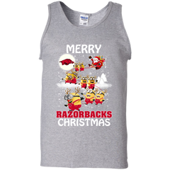 Arkansas Razorback Ugly Christmas Sweaters Minions Santa Claus Merry Christmas Tank Top - The White Eagles