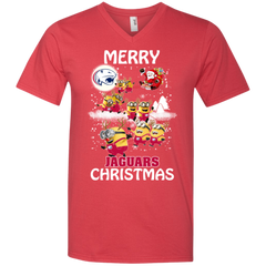 South Alabama Jaguars Ugly Christmas Sweaters Minions Santa Claus Merry Christmas Men's V-Neck T-Shirt - The White Eagles
