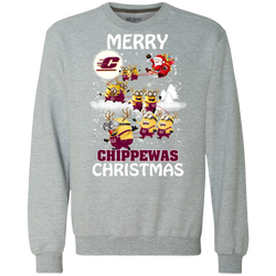 Central Michigan Chippewas Ugly Christmas Sweaters Minions Santa Claus Merry Christmas Sweatshirt - The White Eagles