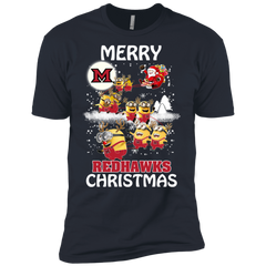 Miami Redhawks Ugly Christmas Sweaters Minions Santa Claus Merry Christmas Men's Sleeve Shirt - The White Eagles