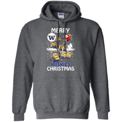 Washington Huskies Ugly Christmas Sweaters Minions Santa Claus Merry Christmas Hoodie - The White Eagles