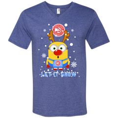 Minion Atlanta Hawks Ugly Christmas Sweaters Let It Snow Men's V-Neck T-Shirt - The White Eagles