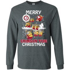 Alabama Crimson Tide T Shirts Minions Santa Claus Merry Christmas LS Cotton T-Shirt - The White Eagles