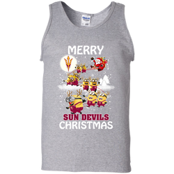 Arizona State Sun Devils T Shirts Minions Santa Claus Merry Christmas Tank Top - The White Eagles
