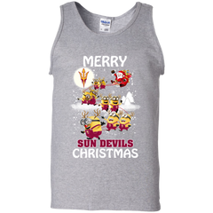Arizona State Sun Devils T Shirts Minions Santa Claus Merry Christmas Tank Top - The White Eagles