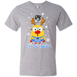 Minion Brooklyn Nets Ugly Christmas Sweaters Let It Snow Men's V-Neck T-Shirt - The White Eagles