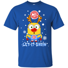 Minion Atlanta Hawks Ugly Christmas Sweaters Let It Snow Cotton T-Shirt - The White Eagles