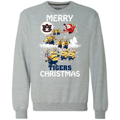 Auburn Tigers Ugly Christmas Sweaters Minions Santa Claus Merry Christmas Sweatshirt - The White Eagles