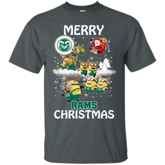 Colorado State Rams Ugly Christmas Sweaters Minions Santa Claus Merry Christmas Cotton T-Shirt - The White Eagles
