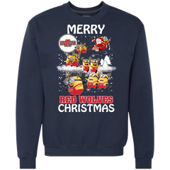 Arkansas State Red Wolves Ugly Christmas Sweaters Minions Santa Claus Merry Christmas Sweatshirt - The White Eagles