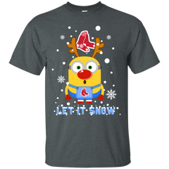 Minion Boston Red Sox  Ugly Christmas Sweaters Let It Snow Cotton T-Shirt - The White Eagles