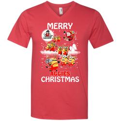 New Mexico State Aggies Ugly Christmas Sweaters Minions Santa Claus Merry Christmas Men's V-Neck T-Shirt - The White Eagles