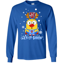 Minion Harvard Crimson Ugly Christmas Sweaters Let It Snow LS Cotton T-Shirt - The White Eagles