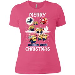 Akron Zips Ugly Christmas Sweaters Minions Santa Claus Merry Christmas Ladies' Shirt - The White Eagles