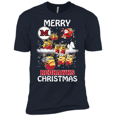 Miami Redhawks Ugly Christmas Sweaters Minions Santa Claus Merry Christmas Men's Sleeve Shirt - The White Eagles