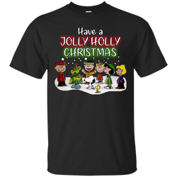 Have A Jolly Holly Christmas The Peanuts Movie Snoopy Charlie Brown Woodstock Cotton T-Shirt - The White Eagles