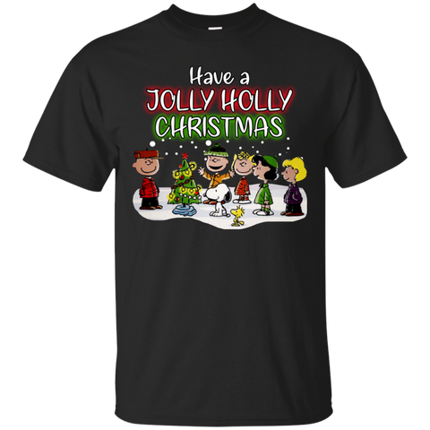 Have A Jolly Holly Christmas The Peanuts Movie Snoopy Charlie Brown Woodstock Cotton T-Shirt - The White Eagles