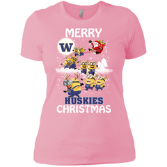Washington Huskies Ugly Christmas Sweaters Minions Santa Claus Merry Christmas Ladies' Shirt - The White Eagles