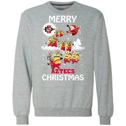 San Diego State Athletics Ugly Christmas Sweaters Minions Santa Claus Merry Christmas Sweatshirt - The White Eagles