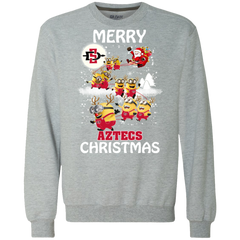 San Diego State Athletics Ugly Christmas Sweaters Minions Santa Claus Merry Christmas Sweatshirt - The White Eagles