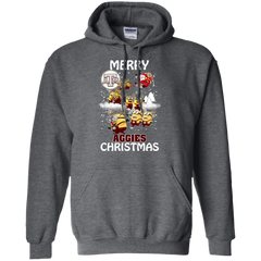 Texas A_amp_m Aggies Ugly Christmas Sweaters Minions Santa Claus Merry Christmas Hoodie - The White Eagles