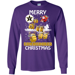 Vanderbilt Commodores Ugly Christmas Sweaters Minions Santa Claus Merry Christmas LS Cotton T-Shirt - The White Eagles